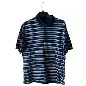 Greg Norman Polo Stripe Shirt 3/4 Button Front Short Sleeves Men's Size Large